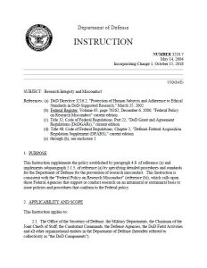 First page of DoD Instruction 3210.7