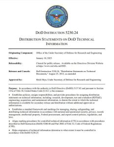 First page of DoD Instruction 5230.24