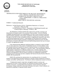 First page of DoD Memo "Fundamental Research" aka the Carter Memo of 24May2010